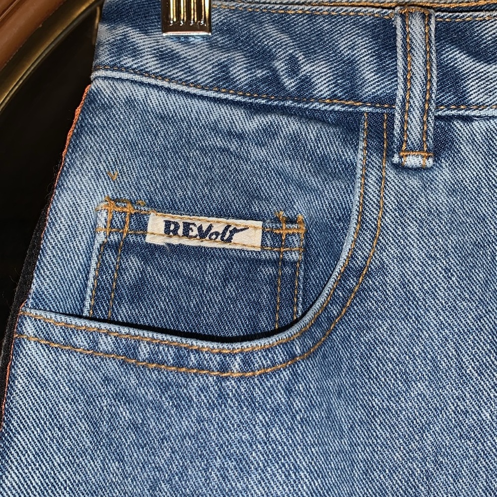 Vintage Deadstock Revolt High-Rise Midi Length Denim Skirt With Button Back - Picture 9 of 16